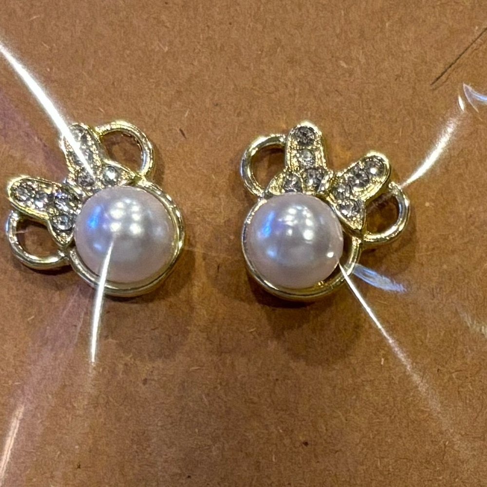 Mouse Ears With Pearl Earrings Mickey Mouse